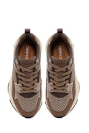 Kadın Bronz Bağcıklı Kalın Tabanlı Sneaker | Derimod Kadın Bronz Bağcıklı Kalın Tabanlı Sneaker | Derimod