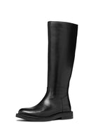 Geox Women's Black Serilda Zippered Leather Boots | Derimod Geox Women's Black Serilda Zippered Leather Boots | Derimod