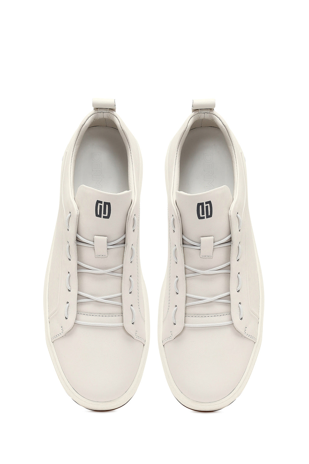 Erkek Beyaz Bağcıklı Deri Sneaker