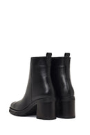 Women's Black Zippered Thick Heeled Leather Boot | Derimod Women's Black Zippered Thick Heeled Leather Boot | Derimod