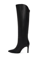 Woman Black Stiletto-Heeled Leather Boots | Derimod Woman Black Stiletto-Heeled Leather Boots | Derimod