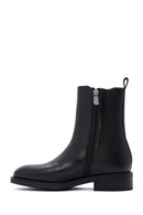 Women's Black Zippered Leather Casual Boots | Derimod Women's Black Zippered Leather Casual Boots | Derimod