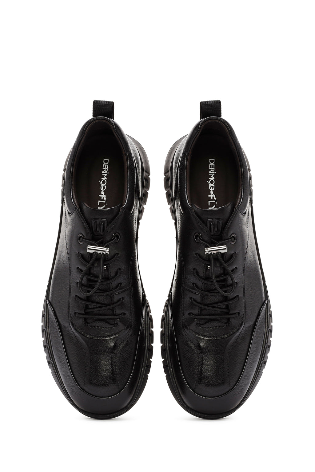 Derimod Fly Erkek Siyah Bağcıklı Deri Casual Sneaker
