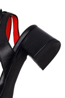 Derimod Gritti Woman Black Ankle-Buckle Short Chunky-Heel Leather Sandal | Derimod Derimod Gritti Woman Black Ankle-Buckle Short Chunky-Heel Leather Sandal | Derimod