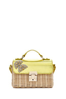 Women's Yellow Accessory Long Strap Straw Crossbody Bag | Derimod Women's Yellow Accessory Long Strap Straw Crossbody Bag | Derimod