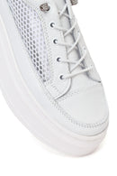 Kadın Beyaz Bağcıklı Kalın Tabanlı Deri Sneaker | Derimod Kadın Beyaz Bağcıklı Kalın Tabanlı Deri Sneaker | Derimod