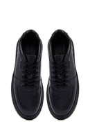 Erkek Siyah Bağcıklı Deri Sneaker | Derimod Erkek Siyah Bağcıklı Deri Sneaker | Derimod