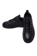 Erkek Siyah Bağcıklı Deri Sneaker | Derimod Erkek Siyah Bağcıklı Deri Sneaker | Derimod