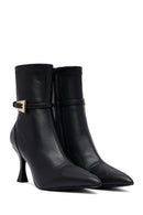 Woman Black Zippered Thin Heeled Boots | Derimod Woman Black Zippered Thin Heeled Boots | Derimod
