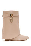 Women's Beige Wedge Heel Boots | Derimod Women's Beige Wedge Heel Boots | Derimod