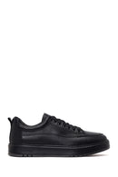 Male Black Lace-Up Thick-Soled Leather Sneaker | Derimod Male Black Lace-Up Thick-Soled Leather Sneaker | Derimod