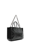 Women's Black Chain Strap Printed Handbag | Derimod Women's Black Chain Strap Printed Handbag | Derimod
