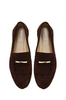 Women's Brown Buckled Suede Leather Loafer | Derimod Women's Brown Buckled Suede Leather Loafer | Derimod