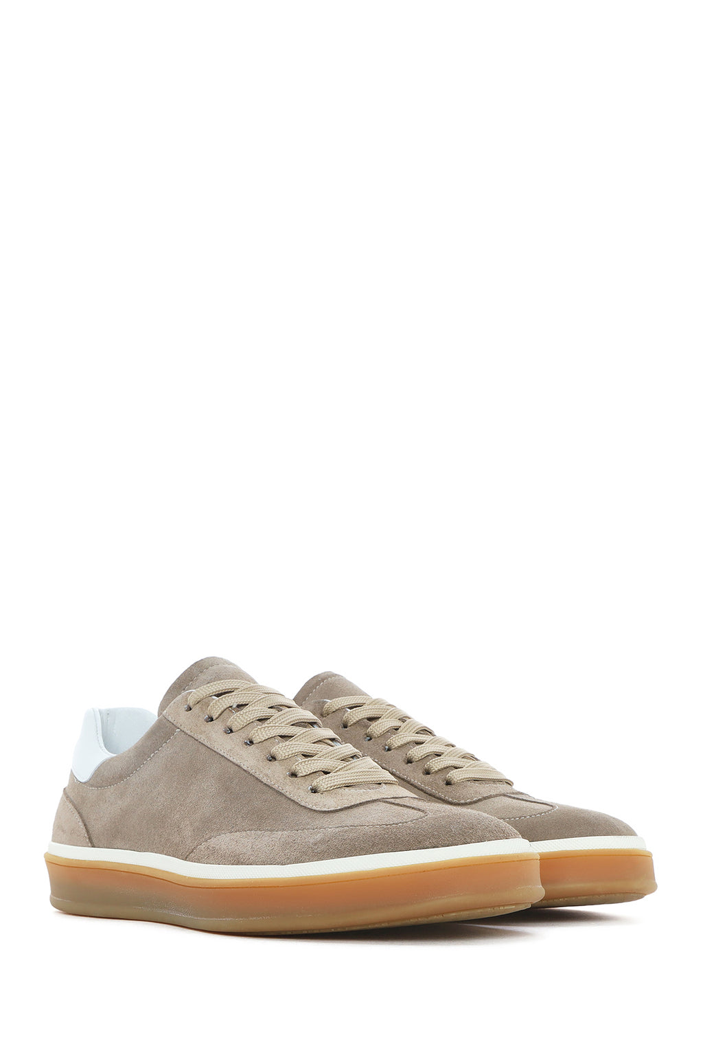 Erkek Bej Bağcıklı Süet Deri Sneaker