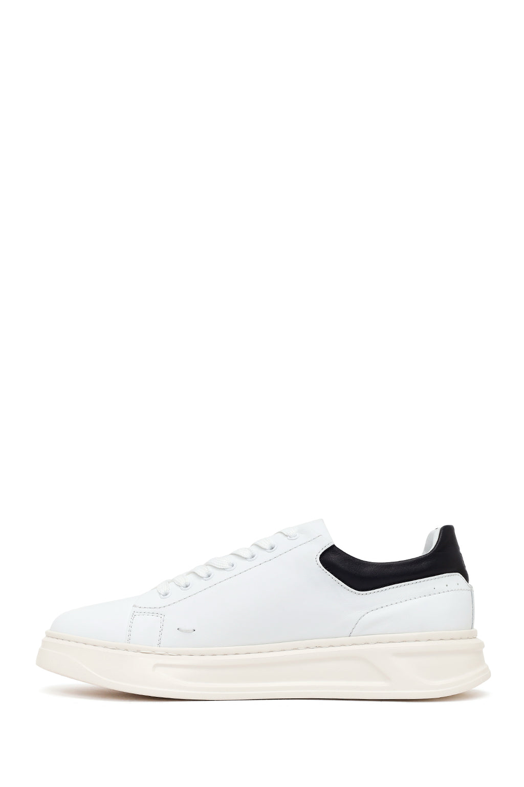 Erkek Beyaz Bağcıklı Deri Sneaker
