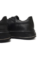 Erkek Siyah Bağcıklı Kalın Tabanlı Deri Sneaker | Derimod Erkek Siyah Bağcıklı Kalın Tabanlı Deri Sneaker | Derimod