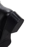 Women's Black Leather Heeled Cowboy Boots | Derimod Women's Black Leather Heeled Cowboy Boots | Derimod