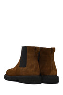 Men's Brown Zippered Suede Leather Boot | Derimod Men's Brown Zippered Suede Leather Boot | Derimod