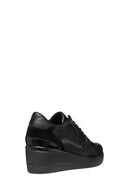 Geox Women's Black Lace-Up Wedge Heeled Sneakers | Derimod Geox Women's Black Lace-Up Wedge Heeled Sneakers | Derimod