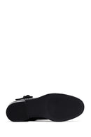Women's Black Zippered Short Thick Heeled Leather Boots | Derimod Women's Black Zippered Short Thick Heeled Leather Boots | Derimod