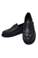 Kadın Siyah Püsküllü Deri Maskülen Loafer | Derimod Kadın Siyah Püsküllü Deri Maskülen Loafer | Derimod