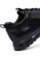 Erkek Siyah Bağcıklı Deri Casual Sneaker | Derimod Erkek Siyah Bağcıklı Deri Casual Sneaker | Derimod