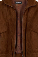 Juliana Woman Brown Short Oversize Suede Jacket | Derimod Juliana Woman Brown Short Oversize Suede Jacket | Derimod