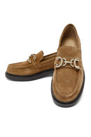 Woman Tan Buckled Suede Leather Masculine Loafer | Derimod Woman Tan Buckled Suede Leather Masculine Loafer | Derimod