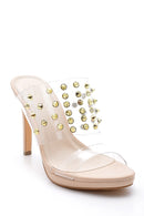 Women's Studded Detailed Heeled Slippers | Derimod Women's Studded Detailed Heeled Slippers | Derimod