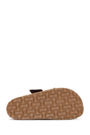 Women's Tan Leather Thick Soled Comfort Slippers | Derimod Women's Tan Leather Thick Soled Comfort Slippers | Derimod