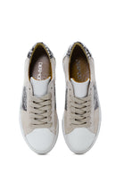 Kadın Bej Deri Desenli Sneaker | Derimod Kadın Bej Deri Desenli Sneaker | Derimod