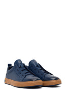 Male Navy Lace-up Leather Sneaker | Derimod Male Navy Lace-up Leather Sneaker | Derimod