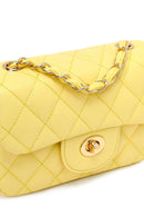 Women's Yellow Long Strap Quilted Mini Crossbody Bag | Derimod Women's Yellow Long Strap Quilted Mini Crossbody Bag | Derimod