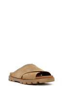 Camper Men's Brown Brutus Leather Slippers | Derimod Camper Men's Brown Brutus Leather Slippers | Derimod