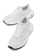 Kadın Beyaz Bağcıklı Kalın Tabanlı Deri Sneaker | Derimod Kadın Beyaz Bağcıklı Kalın Tabanlı Deri Sneaker | Derimod