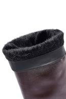 Woman Burgundy Thick Heels Leather Boot | Derimod Woman Burgundy Thick Heels Leather Boot | Derimod