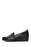 Kadın Siyah Deri Dolgu Topuklu Loafer | Derimod Kadın Siyah Deri Dolgu Topuklu Loafer | Derimod