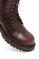 Woman Brown Zippered Leather Postal Boots | Derimod Woman Brown Zippered Leather Postal Boots | Derimod
