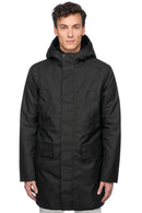 Geox Men's Black Clintford Zippered Hooded Long Coat | Derimod Geox Men's Black Clintford Zippered Hooded Long Coat | Derimod