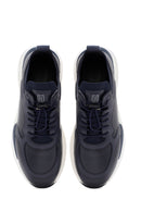 Erkek Lacivert Bağcıklı Deri Sneaker | Derimod Erkek Lacivert Bağcıklı Deri Sneaker | Derimod