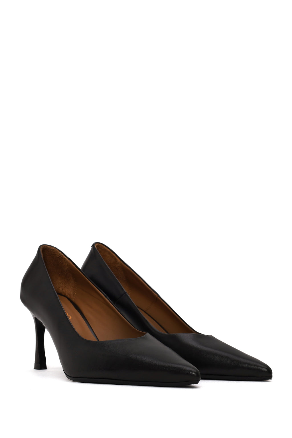Kadın Siyah İnce Topuklu Deri Stiletto