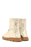 Women's Gold Knit Patterned Metallic Casual Boots | Derimod Women's Gold Knit Patterned Metallic Casual Boots | Derimod