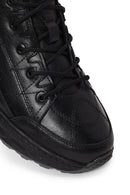 Male Black Lace-Up Thick-Soled Leather Sneaker | Derimod Male Black Lace-Up Thick-Soled Leather Sneaker | Derimod
