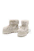 Women's Cream Thick Soled Plush Detailed Boots | Derimod Women's Cream Thick Soled Plush Detailed Boots | Derimod