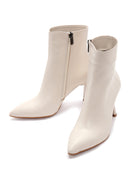 Women's Beige Zippered Thin Heeled Leather Boots | Derimod Women's Beige Zippered Thin Heeled Leather Boots | Derimod
