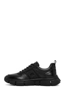 Erkek Siyah Bağcıklı Kalın Tabanlı Deri Casual Sneaker | Derimod Erkek Siyah Bağcıklı Kalın Tabanlı Deri Casual Sneaker | Derimod