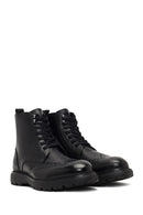 Men's Black Zippered Leather Boots | Derimod Men's Black Zippered Leather Boots | Derimod