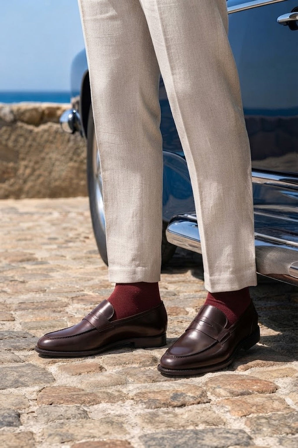 Erkek Bordo Deri Klasik Loafer