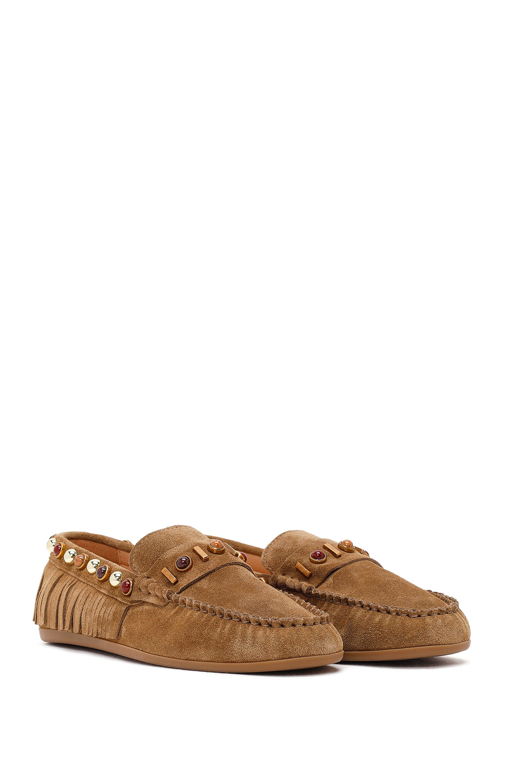 Kadın Camel Püsküllü Süet Deri Loafer