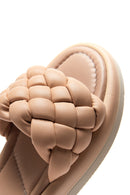 Women's Beige Knitted Comfort Slippers | Derimod Women's Beige Knitted Comfort Slippers | Derimod